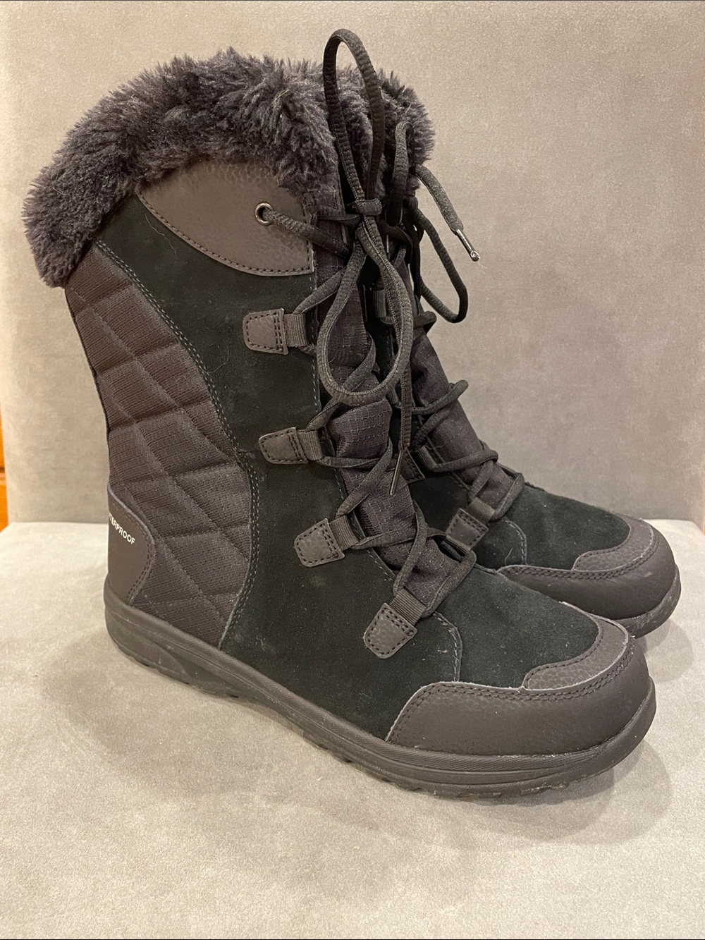 Columbia Ice Maiden II Black Boots Faux Fur Winter Snow Boot Waterproof Size 10